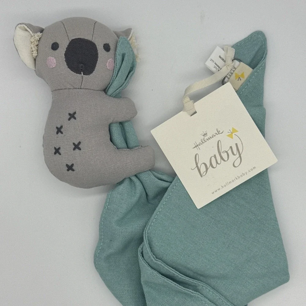 Hallmark Baby Koala Lovey Security Blanket Unisex OS Teal‎ Grey Plush New gift